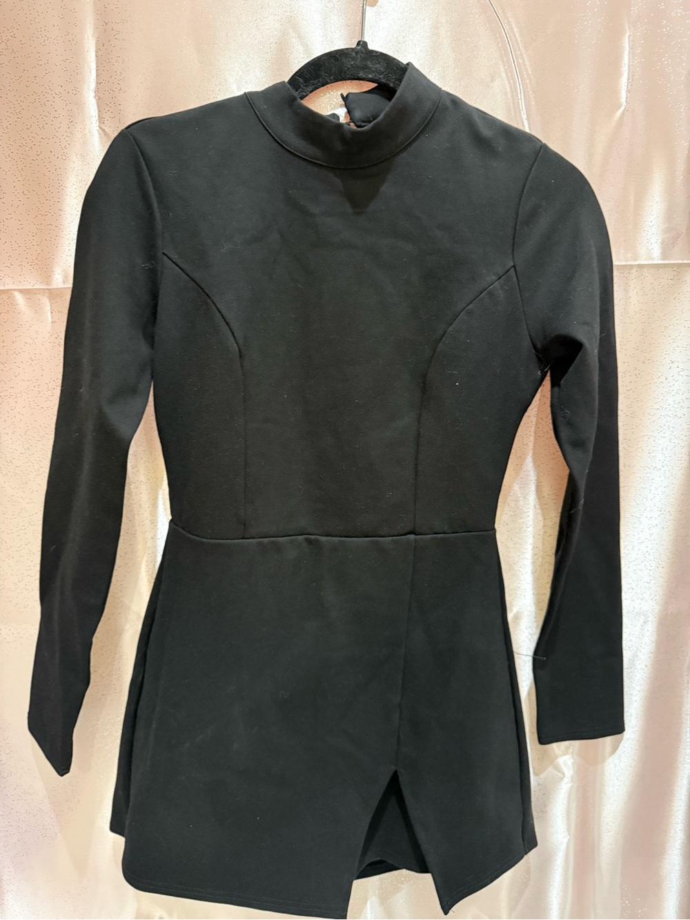 Lulu's Black Long-Sleeve Mini Dress with High Neck